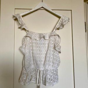 JOA Eyelet Ruffle Top Size S